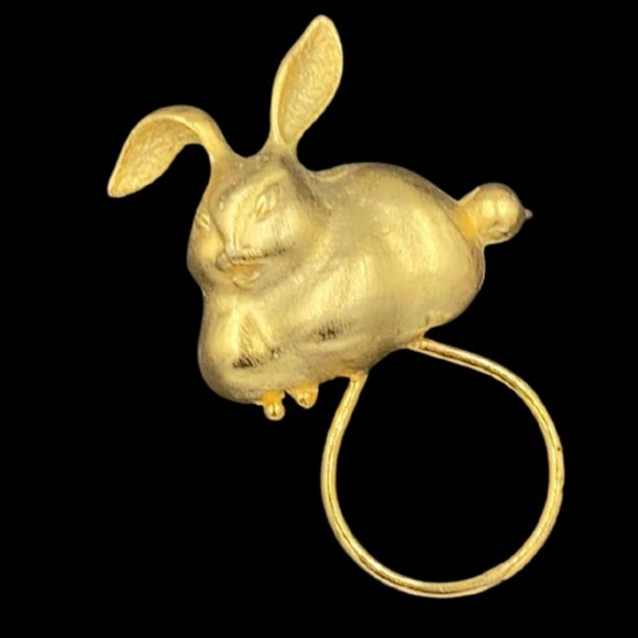 Vintage Bunny Rabbit Eye Glass Holder Brooch - Picture 1 of 3
